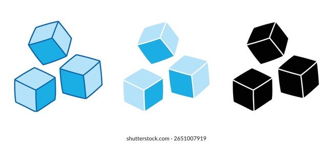 Ice cube stack icon set vector isolated on white background