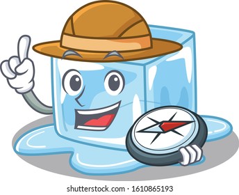 Ice cube stylized Explorer having a compass