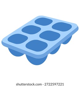 Ice cube tray fresh cold flat color vector illustration template design