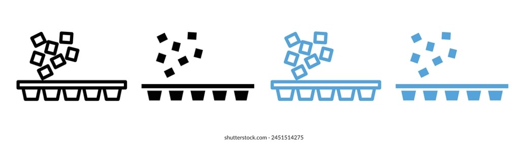 Ice cube tray icon depicting the freezing process for making ice in a kitchen