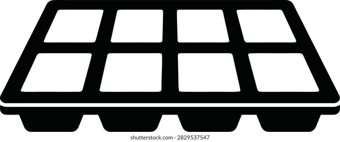 Ice cube tray icon, vector illustration of a kitchen tool for making ice cubes isolated on white background.