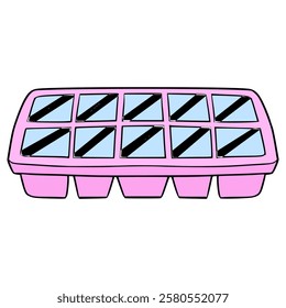 ice cube tray illustration hand drawn isolated vector