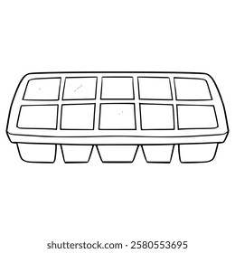 ice cube tray illustration hand drawn outline vector