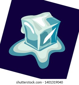 ice cube vector - 3d illustration flat design - dark blue background