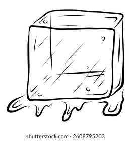 Ice cube vector illustration, Hand drawn ice cube