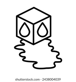 Ice Cube Vector Line Icon Design