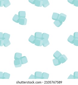 An ice cube. Wallpaper, background, seamless. Vector image in a flat style.