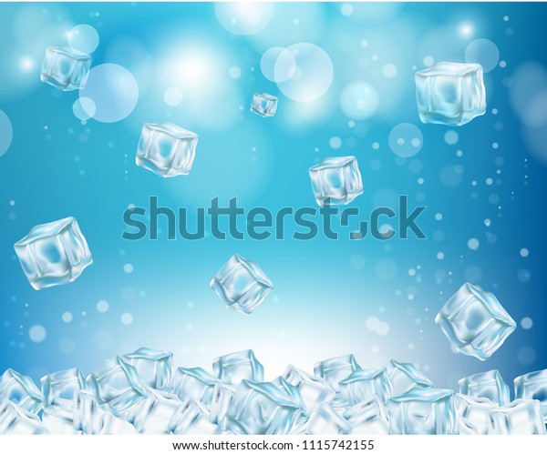 氷の壁紙 ベクター画像のリアルなイラスト 抽象的な背景に凍った水立方体 のベクター画像素材 ロイヤリティフリー
