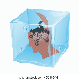 Ice cube in which the dollar sign is located