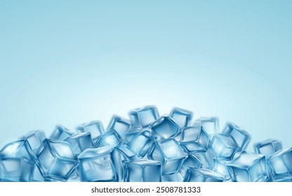 Ice cubes background in realistic style