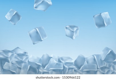 ice cubes in blue colors. vector illustration