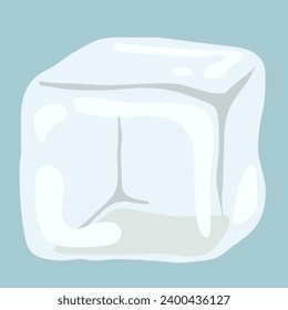 Estilo de dibujos animados de cubos de hielo, plano. imagen de agua congelada. Ilustración de cubo de hielo sólido y cristal congelado. Eps 10