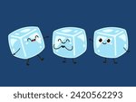 Ice cubes cartoon vector. Ice cubes drop. Ice cubes character design.