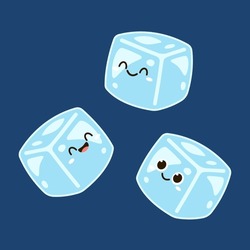 Ice cubes cartoon vector. Ice cubes drop. Ice cubes character design.