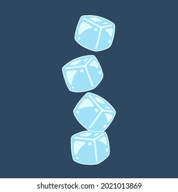 Ice cubes cartoon vector. Ice cubes drop.