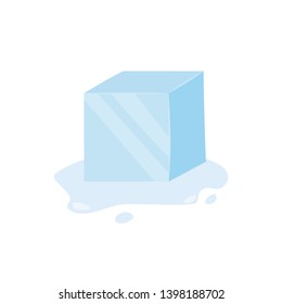 Ice cubes. Cold transparent frozen block. Vector stock illustration