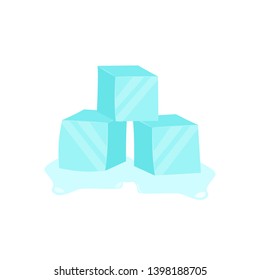 Ice cubes. Cold transparent frozen block. Vector stock illustration