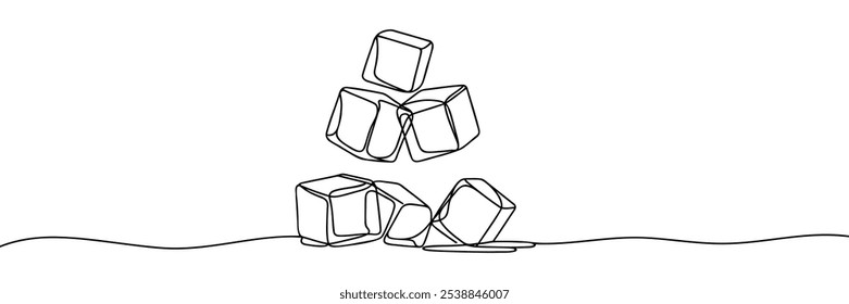 Ice cubes Continuous one line drawing