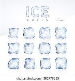 Ice cubes of different shapes. Made by using sophisticated gradient and pattern lines. For use advertising for bars, restaurants and parties. Vector Illuctration