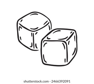 Ice cubes doodle icon sign Icy cube symbol Hand drawn sketch. Vector illustration