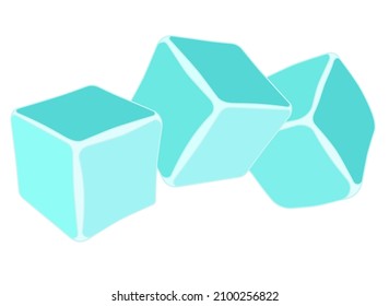 Ice cubes for drinks - vector color illustration for logo or pictogram. Three ice cubes for drinks