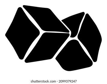 Ice cubes for drinks - vector silhouette illustration for logo or pictogram. Two ice cubes for drinks picture for sign or symbol