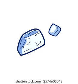 Ice cubes in flat design. Freeze square crystals for cocktail and water. Vector illustration isolated.