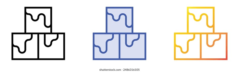 icono de cubos de hielo. Diseño de estilo de relleno lineal, azul y degradado aislado sobre fondo blanco