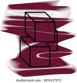 Icono de cubos de hielo de un conjunto. Icono sobre ondas vírgenes aisladas en fondo blanco. Vector