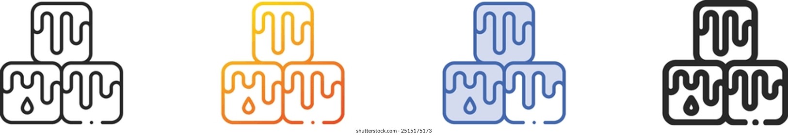 ice cubes icon.Thin Linear, Gradient, Blue Stroke and bold Style Design Isolated On White Background