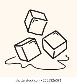 Ice cubes With illustration style doodle and line art