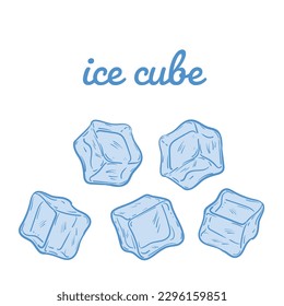 Vector de dibujo aislado de cubos de hielo. Dibujo de mano