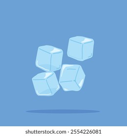 Ice cubes isolated in flat style. Ice blocks for filling drinks. Suitable for posters and web icons