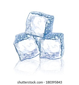 Ice cubes isolated on white photo-realistic vector illustration