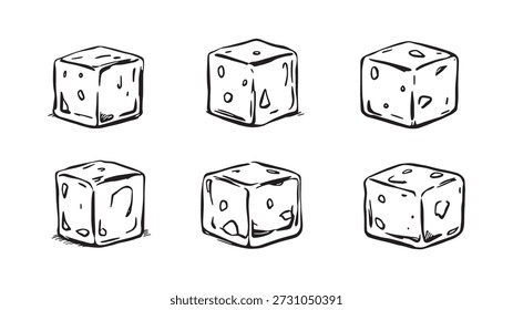 Ice cubes line art abstract shapes creative geometric composition