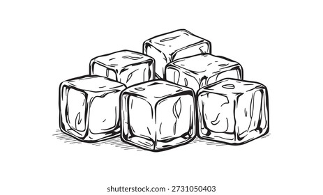 Ice cubes line art vector design cold refreshing artistic representation