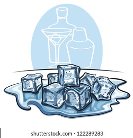  ice cubes melted in water