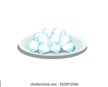 Ice Cubes on a Plate Vector