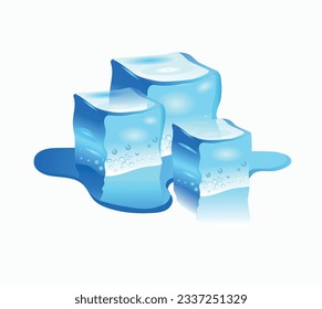 Cubos de hielo en la ilustración del vector de fondo blanco