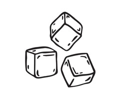 Ice cubes outline doodle Isolated. Vector illustration