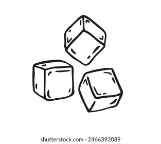 Ice cubes outline doodle Isolated. Vector illustration