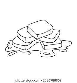 Ice cubes outline doodle Isolated. Vector illustration