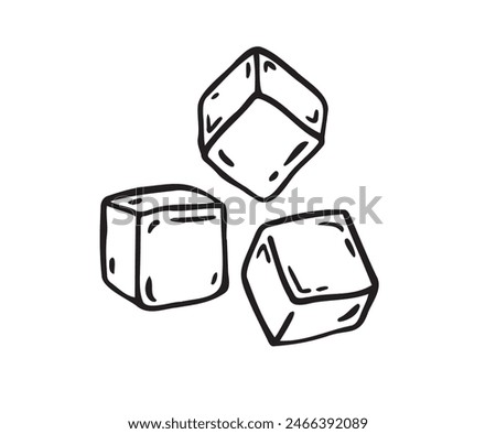 Ice cubes outline doodle Isolated. Vector illustration