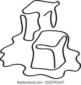 Ice Cubes outline hand drawing abstract isolated