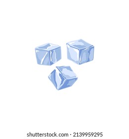 Cubos de hielo con un estilo 3d realista, ilustración vectorial de dibujos animados aislados en fondo blanco. Hielo para refrescarse y refrescarse. Agua congelada en forma de bloque.