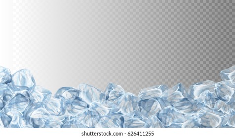 Ice cubes, realistic set, 3d vector illustration. Blue Ice collection, isolated, refresh, transparent background.