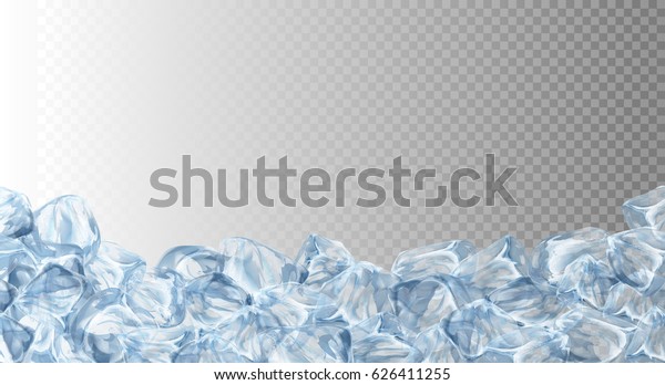 氷の立方体 リアルなセット 3dベクターイラスト 分離型 リフレッシュ 透明な背景に青い氷コレクション のベクター画像素材 ロイヤリティフリー