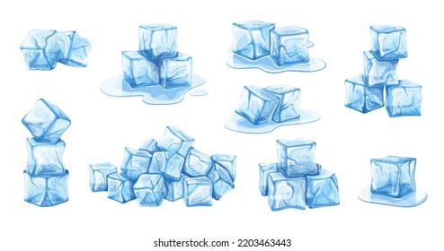 Ice Cubes Set Vector Illustration Cartoon Stock Vector (royalty Free 