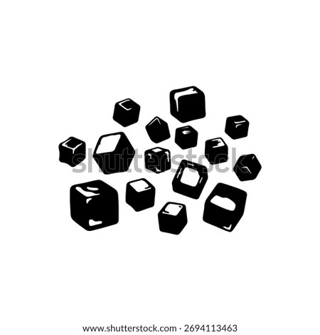 Ice cubes silhouette icon vector flat illustration design.