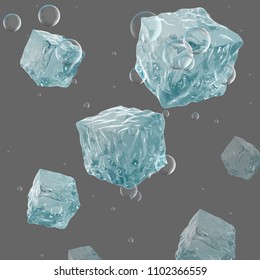Ice Cubes, Soda, Ice. Fresh realistic background
